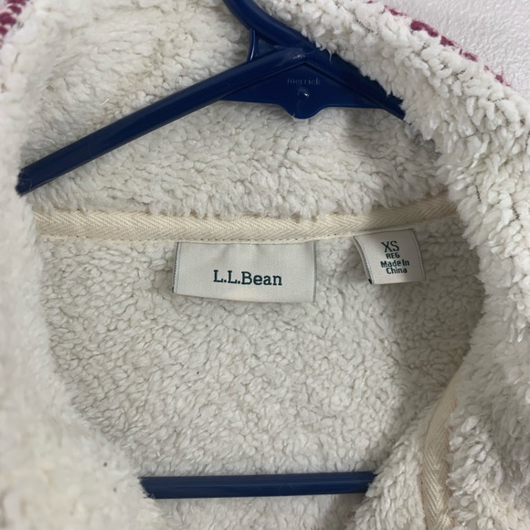 LL Bean Red Sherpa Womens Sweater Size XS Fullzip - Picture 3 of 7